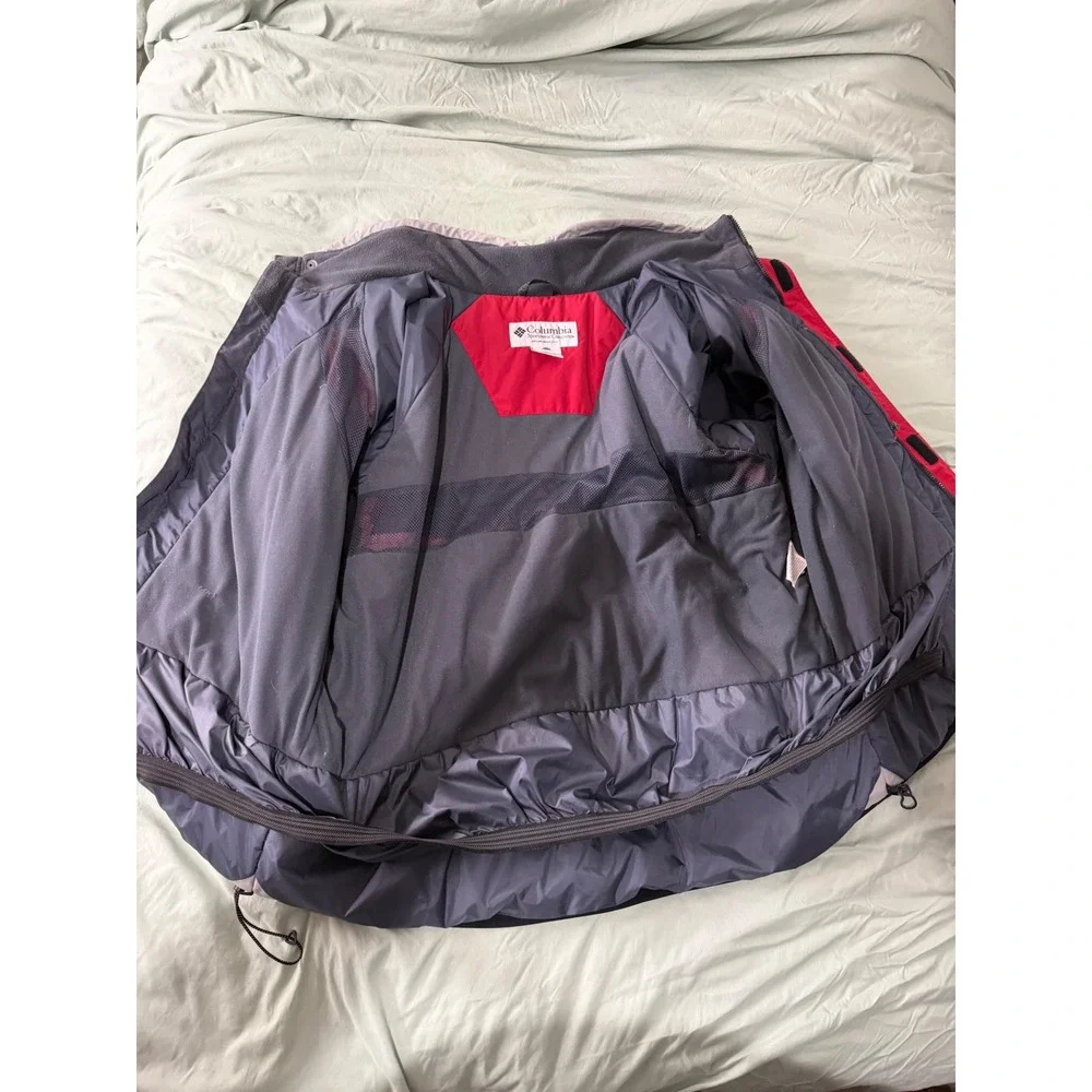 Columbia Challenge Series Ski Jacket Mens 2XT Red Grey Hooded Waterproof Coat